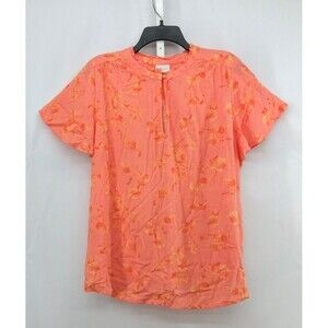 Ava & Viv Shirt Womens Size 2X Orange Floral Short Sleeve Pullover Blouse Top